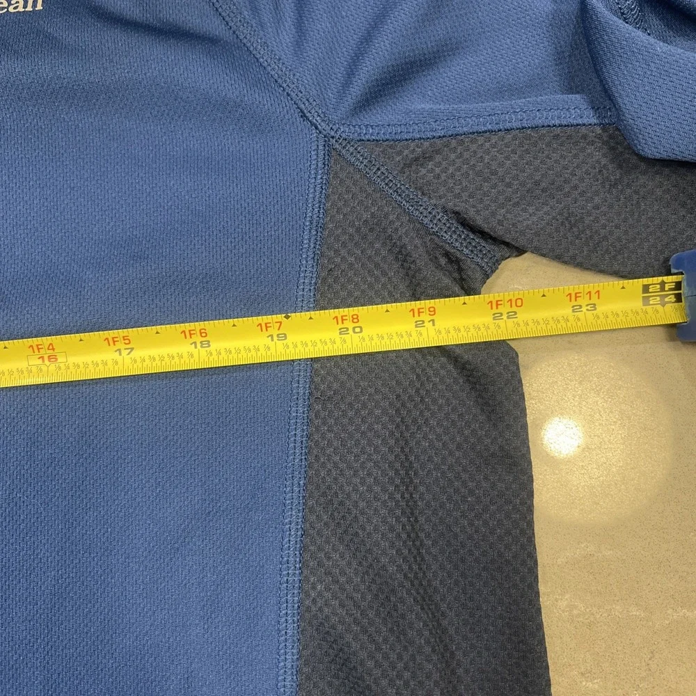 Men's L.L. Bean Light Weight Blue Stretch 1/4 Zip Base Layer Athletic Pullover L